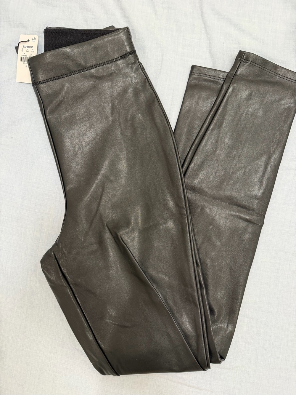Express Black Faux Leather Leggings with Elastic Waist